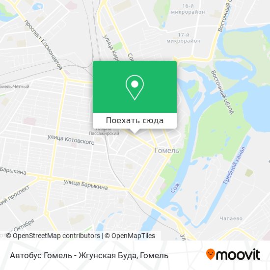 Карта Автобус Гомель - Жгунская Буда