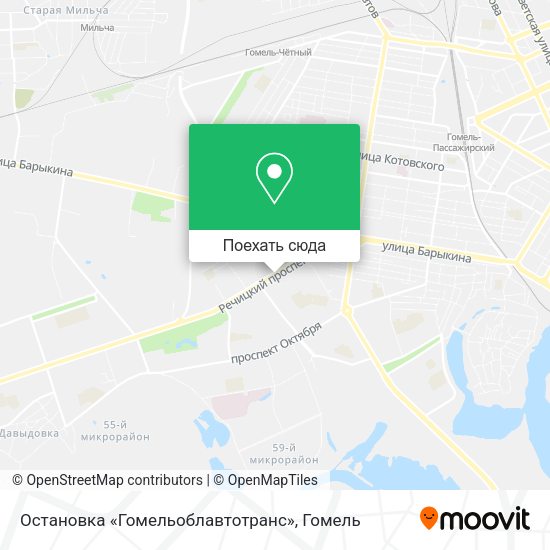 Карта Остановка «Гомельоблавтотранс»