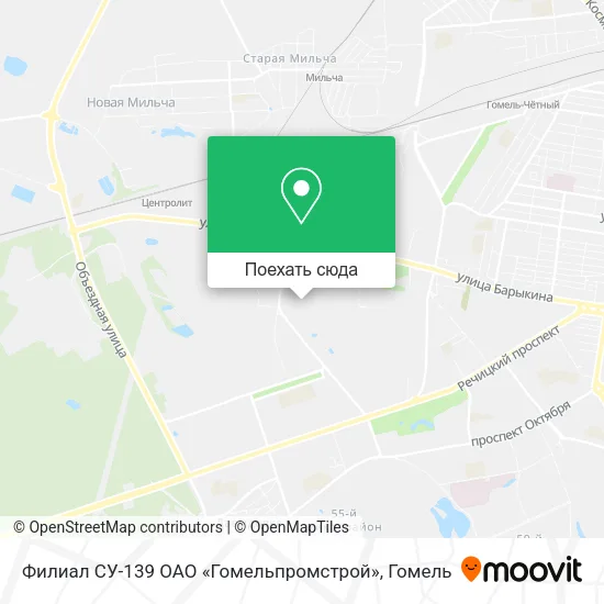 Карта Филиал СУ-139 ОАО «Гомельпромстрой»