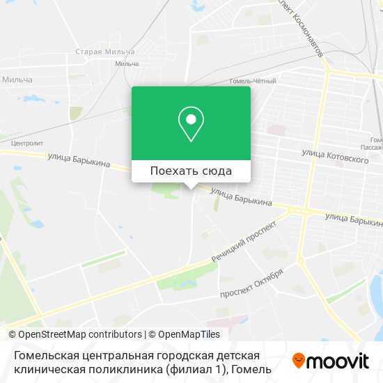 Карта Гомельская центральная городская детская клиническая поликлиника (филиал 1)