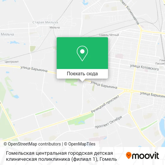 Карта Гомельская центральная городская детская клиническая поликлиника (филиал 1)