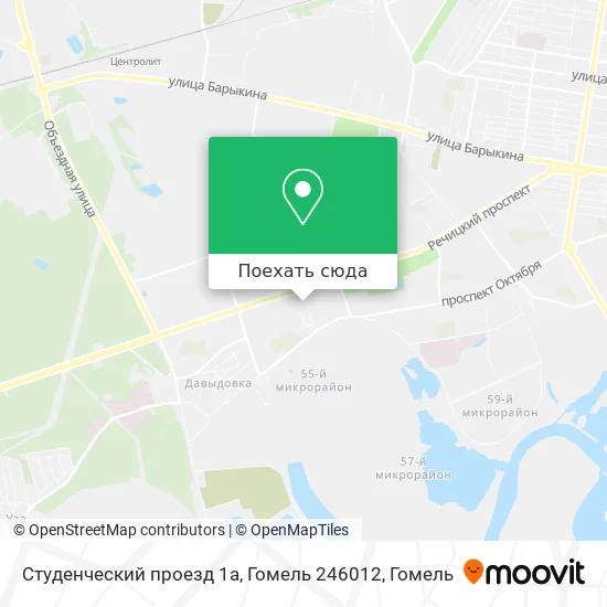 Карта Студенческий проезд 1а, Гомель 246012