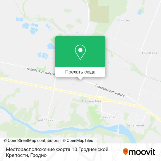 Карта Месторасположение Форта 10 Гродненской Крепости