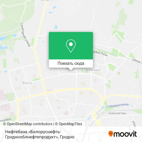 Карта Нефтебаза «Белоруснефть-Гроднооблнефтепродукт»