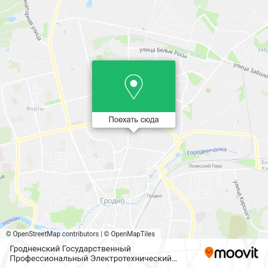 Карта Гродненский Государственный Профессиональный Электротехнический Колледж Имени И.Счастного