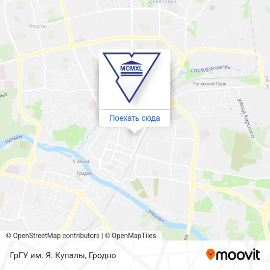 Карта ГрГУ им. Я. Купалы