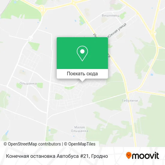 Карта Конечная остановка Автобуса #21