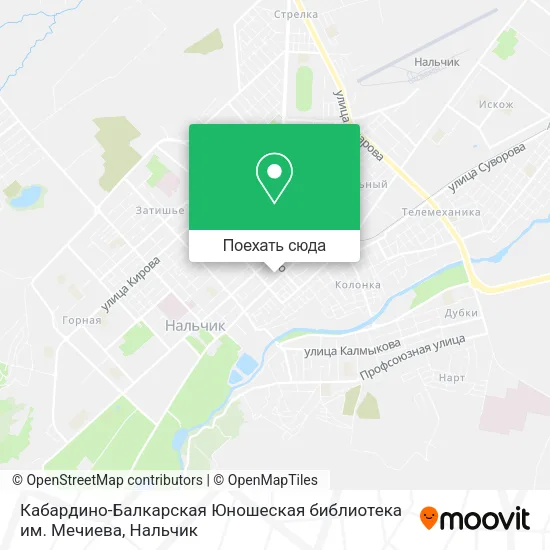 Карта Кабардино-Балкарская Юношеская библиотека им. Мечиева
