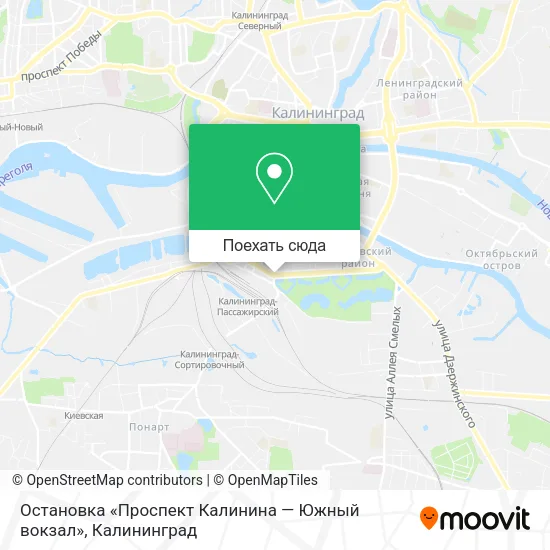 Карта Остановка «Проспект Калинина — Южный вокзал»