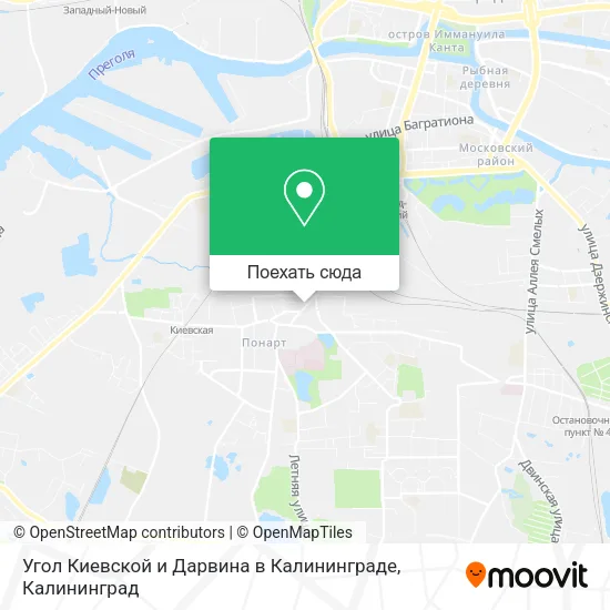 Карта Угол Киевской и Дарвина в Калининграде