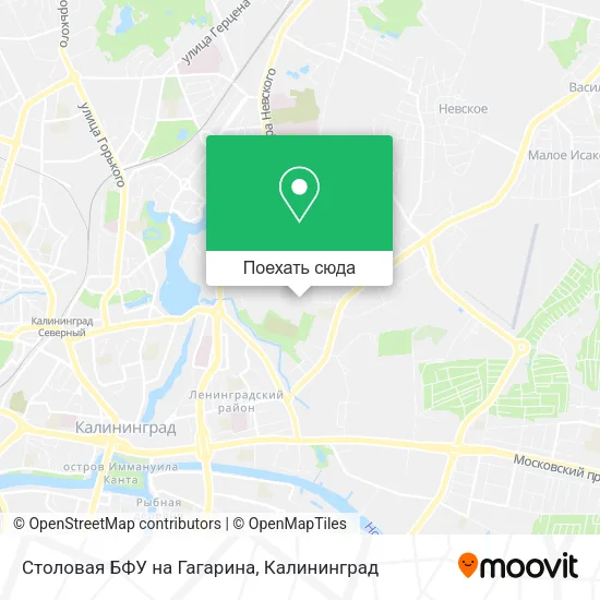 Карта Столовая БФУ на Гагарина