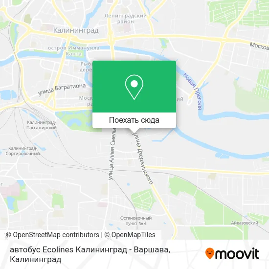 Карта автобус Ecolines Калининград - Варшава