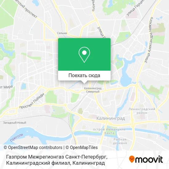 Карта Газпром Межрегионгаз Санкт-Петербург, Калининградский филиал