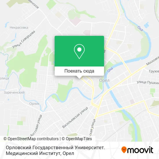 Карта Орловский Государственный Университет. Медицинский Институт