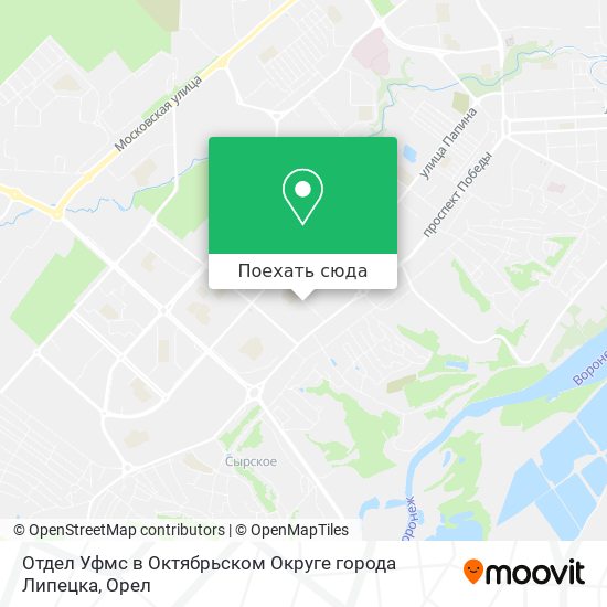 Карта Отдел Уфмс в Октябрьском Округе города Липецка