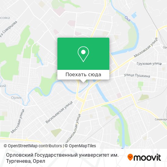 Карта Орловский Государственный университет им. Тургенева