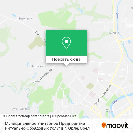 Карта Муниципальное Унитарное Предприятие Ритуально-Обрядовых Услуг в г. Орле