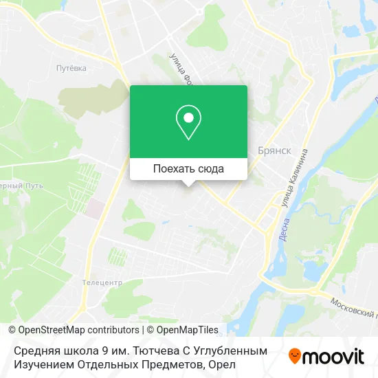 Карта Средняя школа 9 им. Тютчева С Углубленным Изучением Отдельных Предметов