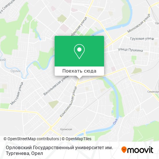Карта Орловский Государственный университет им. Тургенева