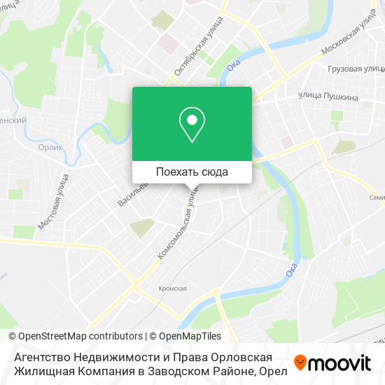 Карта Агентство Недвижимости и Права Орловская Жилищная Компания в Заводском Районе