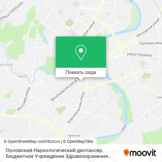 Карта Орловский Наркологический диспансер, Бюджетное Учреждение Здравоохранения Орловской Области