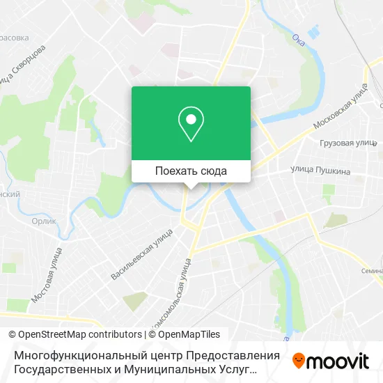 Карта Многофункциональный центр Предоставления Государственных и Муниципальных Услуг Населению г. Орла.