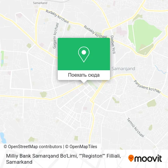 Карта Milliy Bank Samarqand Bo'Limi, ""Registon"" Filliali