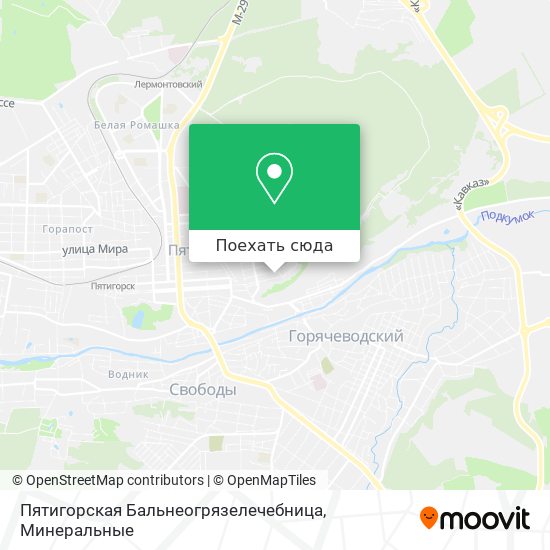 Карта Пятигорская Бальнеогрязелечебница