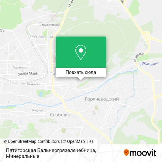 Карта Пятигорская Бальнеогрязелечебница
