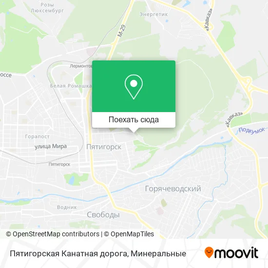 Карта Пятигорская Канатная дорога