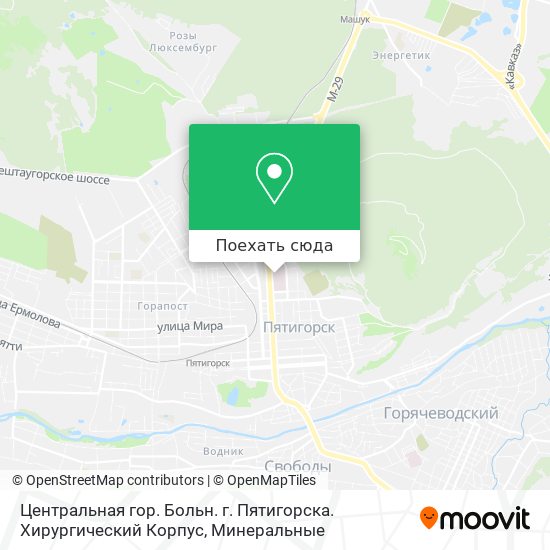 Карта Центральная гор. Больн. г. Пятигорска. Хирургический Корпус