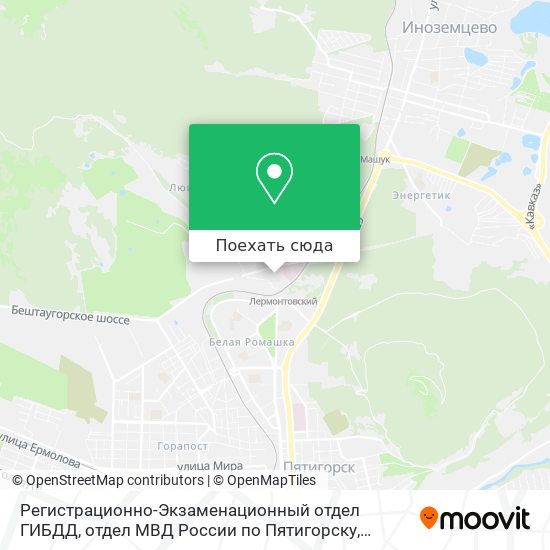 Карта Регистрационно-Экзаменационный отдел ГИБДД, отдел МВД России по Пятигорску