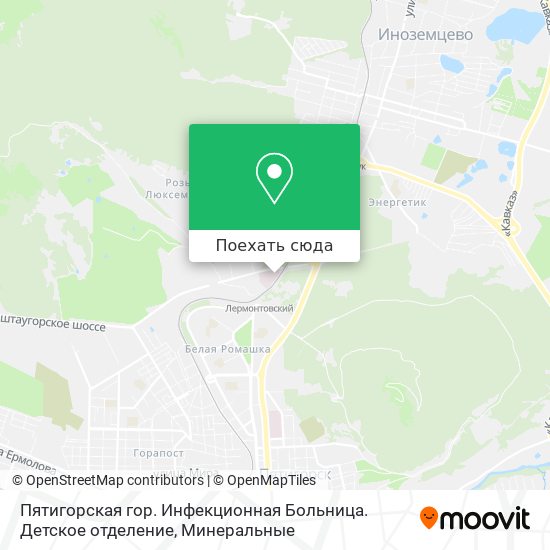 Карта Пятигорская гор. Инфекционная Больница. Детское отделение