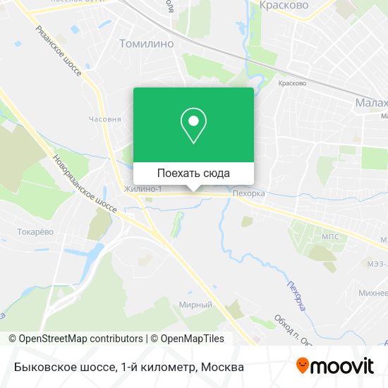 Карта Быковское шоссе, 1-й километр