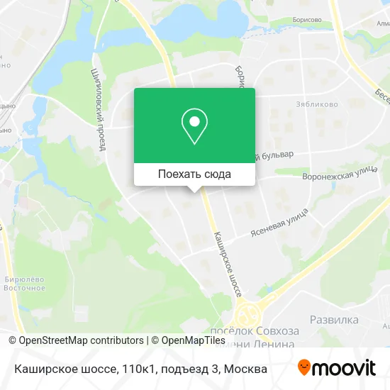 Карта Каширское шоссе, 110к1, подъезд 3