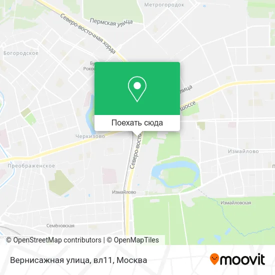 Карта Вернисажная улица, вл11