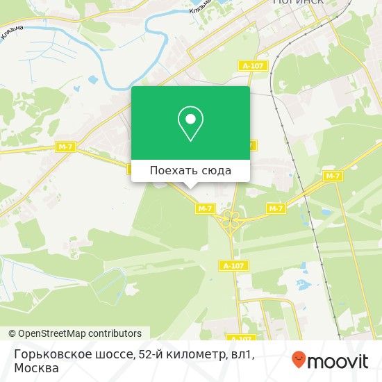 Карта Горьковское шоссе, 52-й километр, вл1