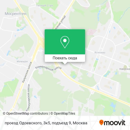 Карта проезд Одоевского, 3к5, подъезд 9
