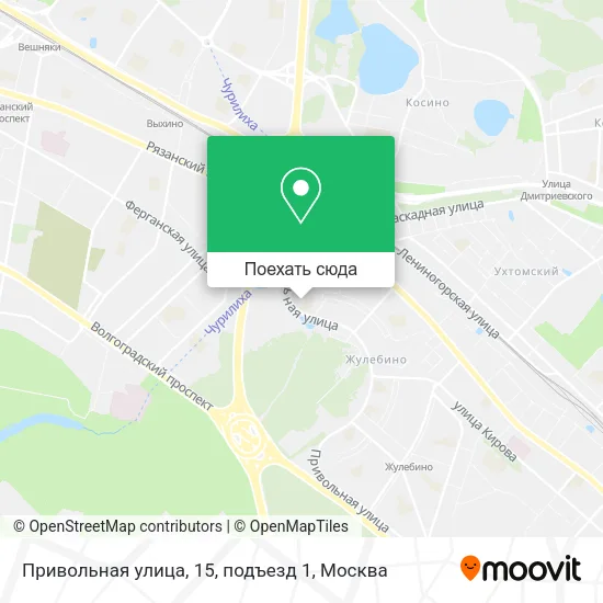 Карта Привольная улица, 15, подъезд 1