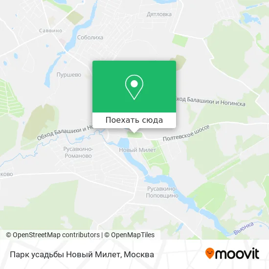 Карта Парк усадьбы Новый Милет