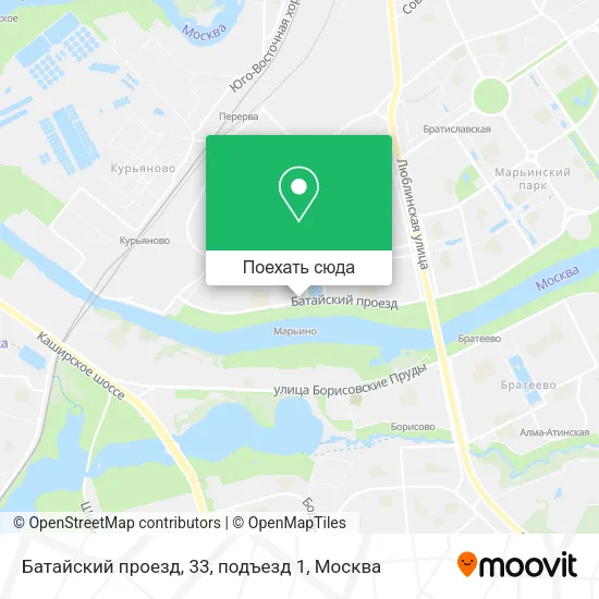 Карта Батайский проезд, 33, подъезд 1