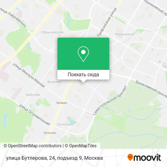 Карта улица Бутлерова, 24, подъезд 9