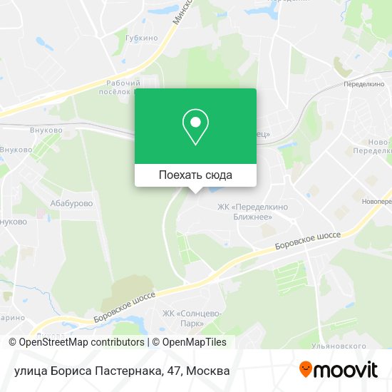 Карта улица Бориса Пастернака, 47