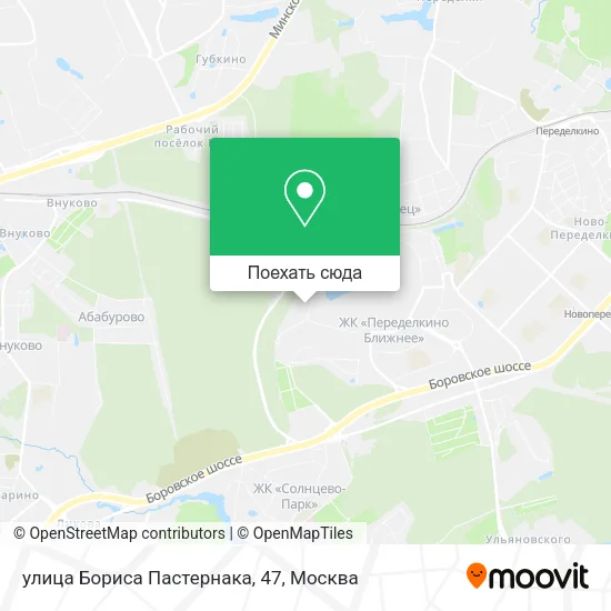 Карта улица Бориса Пастернака, 47