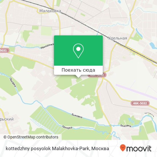 Карта kottedzhny posyolok Malakhovka-Park