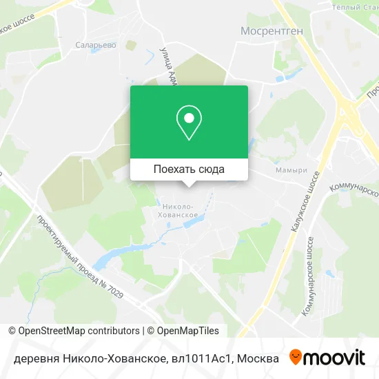Карта деревня Николо-Хованское, вл1011Ас1