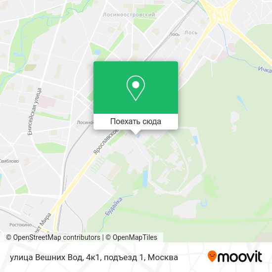 Карта улица Вешних Вод, 4к1, подъезд 1