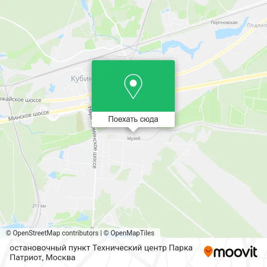 Карта остановочный пункт Технический центр Парка Патриот