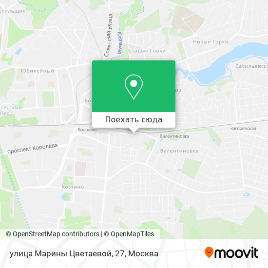 Карта улица Марины Цветаевой, 27