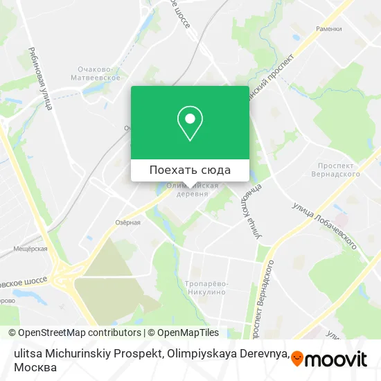 Карта ulitsa Michurinskiy Prospekt, Olimpiyskaya Derevnya